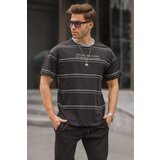Madmext Crew Neck Black Striped Comfort Fit Men's T-Shirt 6063 Cene