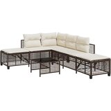  3-dijelni set kutne vrtnih sofa s jastucima smeđi od poliratana | shoptok.hr