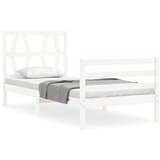 The Living Store Posteljni okvir z vzglavjem bel 90x200 cm trden les - Posteljni Okvir, (21526186) | Shoptok.si