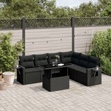 vidaXL Vrtna sedežna garnitura 7-delna z blazinami črn poli ratan | Shoptok.si