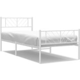  The Living Store Kovinski posteljni okvir z vzglavjem in vznožjem bel 75x190 cm - Kovinski Posteljni Okvir, (21453977) | Shoptok.si