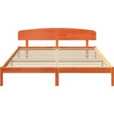  Krevet s uzglavljem Ulaštena smeđa 200x200 cm Čvrsto borovo drvo | shoptok.hr