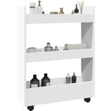 vidaXL Voziček za shranjevanje 3-nadstropni bel inženirski les | Shoptok.si