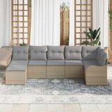vidaXL 7-delni vrtni kavč set z blazinami Bež Poli Ratan | Shoptok.si