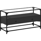 TV ormarić sa staklenom površinom crni 98 x 35 x 51 cm drveni | shoptok.hr