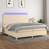  Krevet box spring s madracem LED krem 200x200 cm od tkanine | shoptok.hr