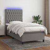The Living Store Box spring postelja z vzmetnico LED temno siva 100x200 cm blago - Box Spring Postelja, (21515227) Cene