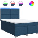 vidaXL Box spring postelja z vzmetnico modra 140x200 cm blago, (21321406) | Shoptok.si
