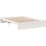 vidaXL Knjižna postelja brez vzmetnice bela 150x200 cm trdna borovina | Shoptok.si