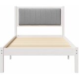  Krevetni okvir s tapiciranim uzglavljem Svijetlo siva Bijela 90 x 200 cm | shoptok.hr