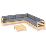  Vrtna sedežna garnitura 8-delna s sivimi blazinami borovina, (20674334) | Shoptok.si