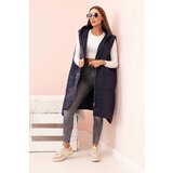 Kesi Włoski Women's quilted Plus Size vest with a hood zippered navy | Eponuda.ba