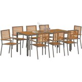  Vrtni set za objed 9 pcs Siva i smeđa poliratan | shoptok.hr