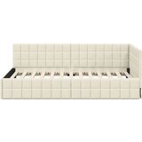  Kutni okvir kreveta s uzglavljem Krema 90 x 200 cm Baršun | shoptok.hr