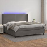 The Living Store Box spring postelja z vzmetnico LED siva 200x200cm umetno usnje - Box Spring Postelja, (21503742) | Shoptok.si