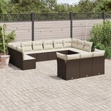 vidaXL 13-dijelni set vrtnih sofa s jastucima smeđi od poliratana Cijene