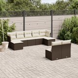  9-dijelni set vrtnih sofa s jastucima poliratan smeđi | shoptok.hr