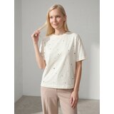 Sinsay Pamučna majica kratkih rukava s točkicama od šljokica | shoptok.hr