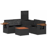  Set sofe 6 kom. Crna i Plava Poli Rattan i čelik | shoptok.hr