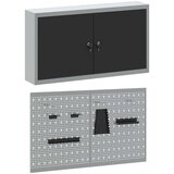  Set od 3 dijela - Kutija za alat i ploča s kukama zidno montirana crni metal | shoptok.hr