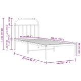  Metalni okvir za krevet s uzglavljem crni 90x200 cm | shoptok.hr