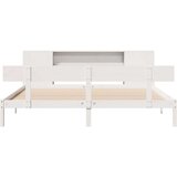 vidaXL Krevet s regalom z knjige bez madraca bijeli 200x200cm borovina | shoptok.hr