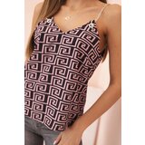 Kesi Women's sleeveless top with a chain and geometric pattern dark pink | Shoptok.si