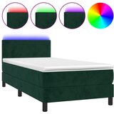  box spring s madracem LED tamnozeleni 100x200 cm baršun | shoptok.hr