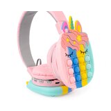 OXE Bluetooth brezžične otroške slušalke Pop It, samorog, roza | Shoptok.si