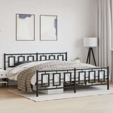 Metalni okvir kreveta uzglavlje i podnožje crni 193x203 cm | shoptok.hr