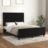 Maison Chic Posteljni okvir - Dvoposteljna postelja - Zakonska postelja brez vzmetnice črn 140x200 cm žamet-J11782, (21774364) | Shoptok.si