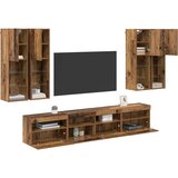  Komplet stenske TV omarice z LED lučmi 7 pcs Star les, (5000112884) | Shoptok.si