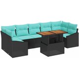 vidaXL Komplet za jedilnico v vrtu z blazino 8 pcs Črna in teal, (5000134900) Cene