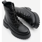 Marjin Women's Zippered Lace-Up Serrated Sole Boots Boots Suzet Black. Cene