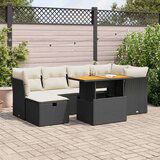 vidaXL 7-dijelni set vrtnih sofa od poliratana s jastucima crni bagrem | shoptok.hr