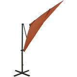  Konzolni suncobran sa šipkom i LED svjetlima 250 cm terakota | shoptok.hr