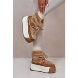 Big Star Leather women's snow boots on a thick sole with fur brown | ePonuda.com
