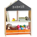 Ginger Home Етажерка за играчке и књиге Црна Табла за Писање, Кућица, Дрво | shoptok.hr