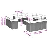  13-dijelni set vrtnih sofa poliratan s jastucima svijetlosivi | shoptok.hr