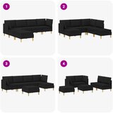  Set namještaja za dnevni boravak s jastukom 6 pcs Crna Tkanina | shoptok.hr