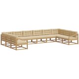 vidaXL Zunanja garnitura za sedenje z blazino 10 pcs Bela in bež, (5000281843) | Shoptok.si