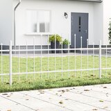 vidaXL Ograjni panel s konico Set 3 Bela Prašno lakirano jeklo Cene