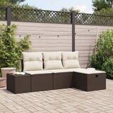 vidaXL Set od 4 dijela vrtnih sofa s jastučićima smeđi poli ratan Cijene