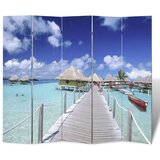 vidaXL Sklopiva sobna pregrada s uzorkom plaže 200 x 170 cm Cijene