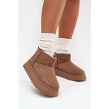 Boto Women's Snow Boots On Platform Insulated With Fur Khaki Vesirae Cene