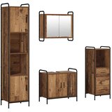  Set ormarića za kupaonicu 4 kom. Staro drvo 40 x 36 x 181 cm - Staro drvo Ormarić ispod sudopera (2 vrata) + viseći ormarić + ku | shoptok.hr