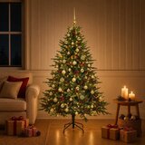  Umjetno božićno drvce s kuglicom 120 cm 150 LED lampica - Zelena 120 cm s LED žaruljama i zlatnim kuglicama | shoptok.hr
