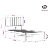  Krevetni okvir s tapiciranim uzglavljem Prirodna i svjetlosiva - Prirodna i svjetlosiva 90 x 190 cm | shoptok.hr