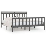  Posteljni okvir siv iz borovine 200x200 cm, (20648559) | Shoptok.si