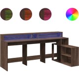 Maison Chic Pisalna miza - pisarniška miza - Računalniška miza z LED lučkami rjavi hrast 200x104x91 cm inž. les, (21785056) Cene